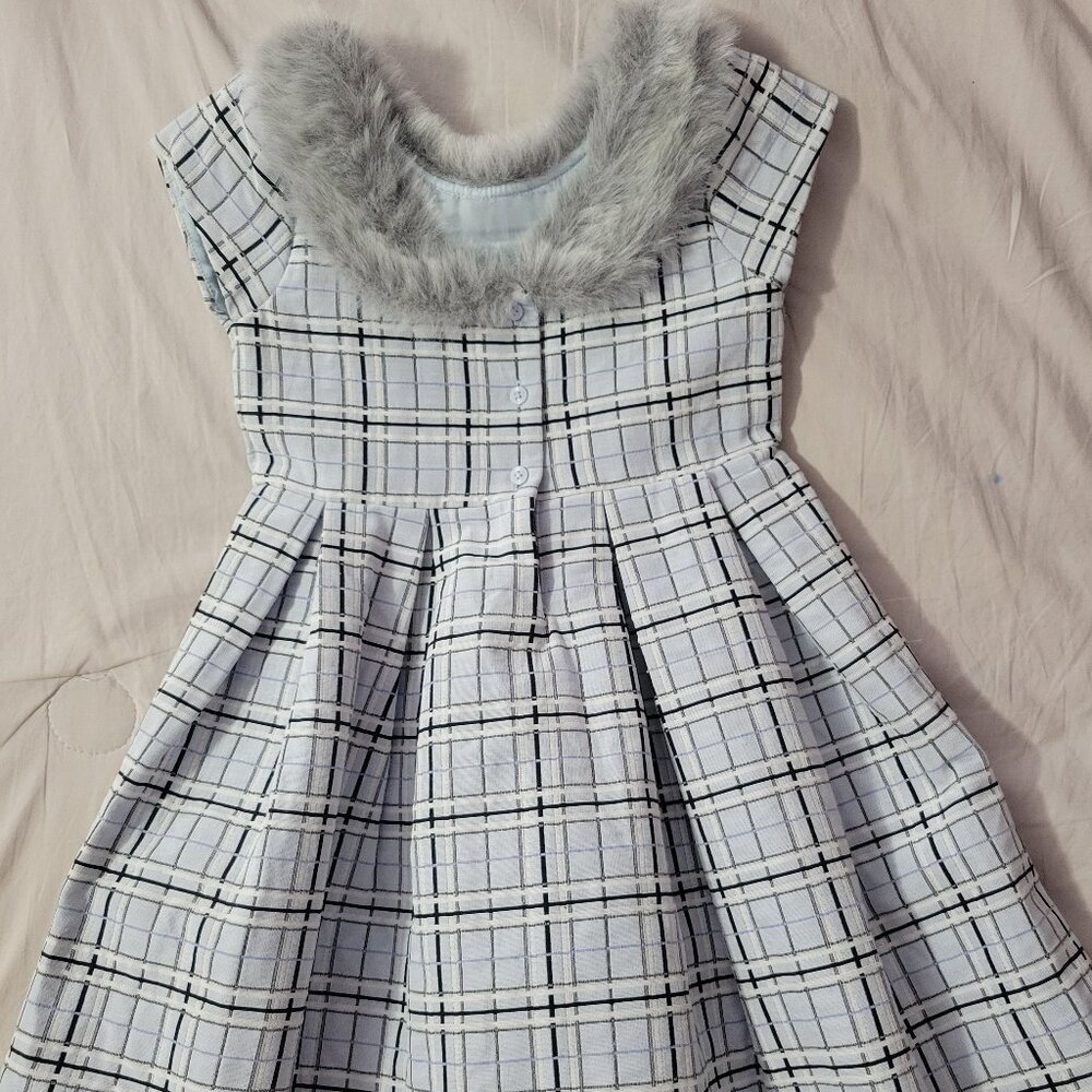 Janie and Jack Faux Fur Collar Dress  Size 4